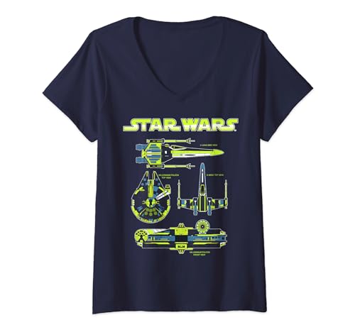 T-shirt Star Wars femme avec imprimé graphique de plans de vaisseaux de l'espace