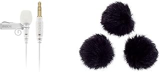 RØDE Lavalier GO Professional Lavalier/Lapel Microphone Broadcast, Filmmaking, Content Creation, Location and Studio Voice Recording – White & MINIFUR-LAV Deluxe Lavalier Windshield