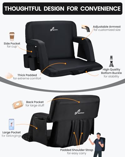 image for Sportneer Stadium Seat for Bleachers with Back Support, Bleacher Seat 