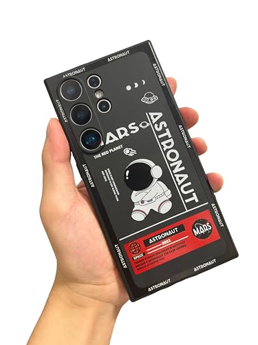 Yonds Queen Funda para Samsung Galaxy S23, diseño divertido de astronauta de dibujos animados, astronauta espacial, luna, cohete, elegante, a prueba de golpes (negro, Samsung Galaxy S23 Ultra)