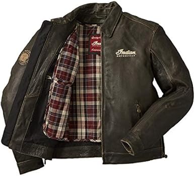 Indian Motorcycle Jaqueta masculina de couro clássica com forro