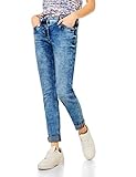 Cecil Jeans Style Scarlett im Loose Fit, Medium Waist mit Slim Legs und used Look Waschung mit Crinkles