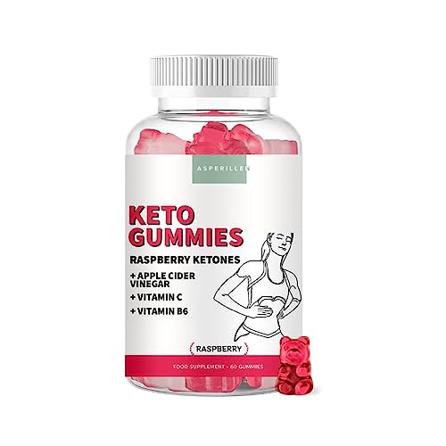 Cetonas de Frambuesa con Vinagre de Sidra de Manzana y Vitamina C en Gominolas - Cetonas Exógenas para Adelgazar Quemagrasas - 60 Unidades - Dieta Keto