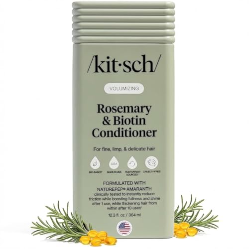 Kitsch Volumizing Rosemary & Biotin Liquid Conditioner for Women and Men for Hair Growth – Boosts Fullness & Shine After 1 Use, Thickening Bio-Based Hair Care, Color-Safe, Made in USA – 12.3 oz