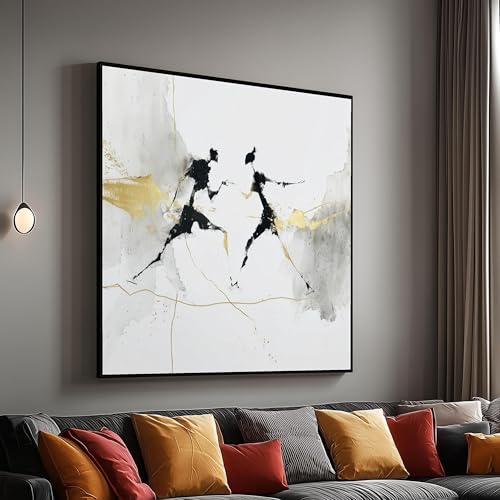 Tableau escrime noir et or 50x50 cm, toile moderne art mural