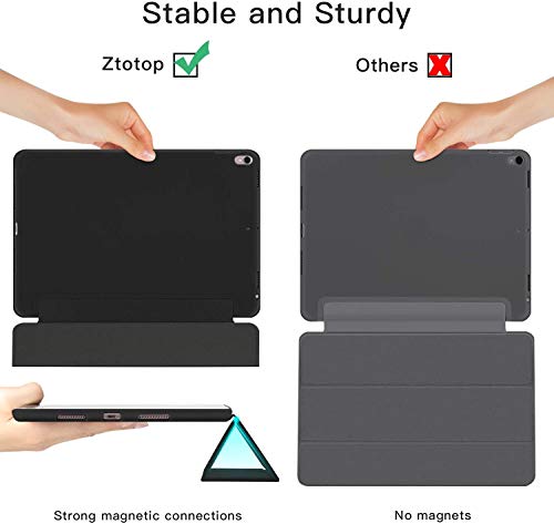 Ztotop Case for iPad Air 3rd Generation 2019/iPad Pro 10.5 Inch 2017 Light Weight Slim Soft TPU Case with Pencil Holder, Stand Cover with Auto Sleep/Wake for Air 3rd Gen, Black