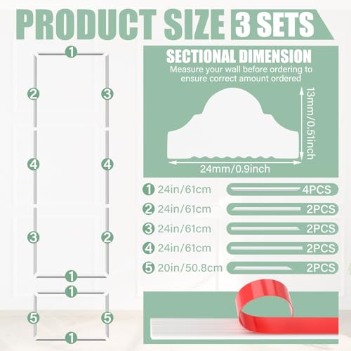 Image of Pangda Peel and Stick Wall Molding Kit, 3D Premade Accent Molding Wainscoting Panel for Interior Wall Moulding Decor, Ready to Assemble Wainscoting Accent Panel(3 Set,24 x 72 in)