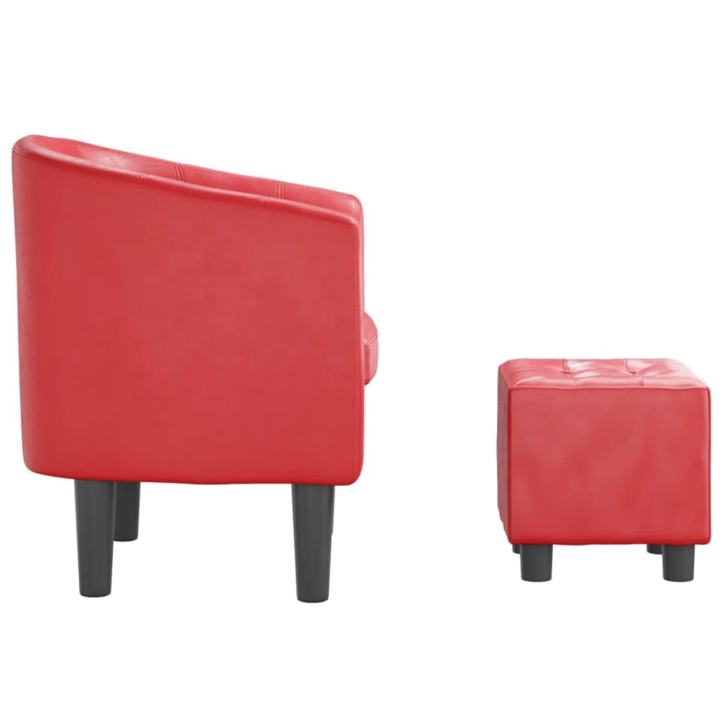 Solivagant Fauteuil avec Repose-Pied Rouge Similicuir,(13.4 KG)