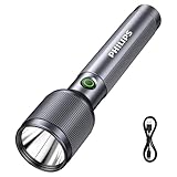 PHILIPS SFL2243 Linterna LED Recargable, Linterna de Mano Táctica USB, Lámpara Militar impermeable para Acampar al Aire...