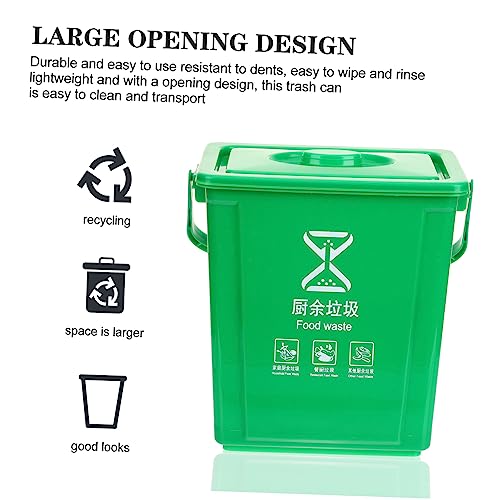 Caneca de basura grande con tapa para cocina verde miniatura 3