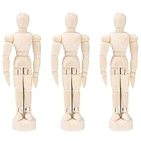HEMOTON 3pcs Holzpuppe Zeichnen 4,5 Zoll Mannequin Kunst Zeichnen Skizze Künstlerpuppe Modellpuppe für Künstler Kinder Erwachsene Zuhause Büro Schreibtisch Dekoration