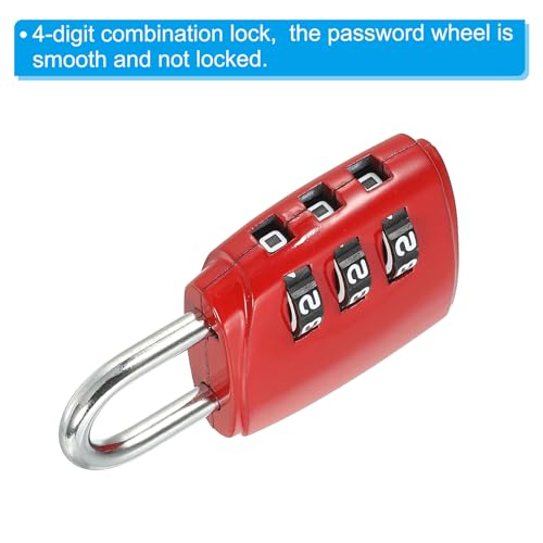 Image of PATIKIL Security Steel Cable with 3 Digit Combination Lock, 1.6Ft /0.5M Coated Safety Wire Rope Double Loop Padlock for Outdoor Travel Luggage, Red