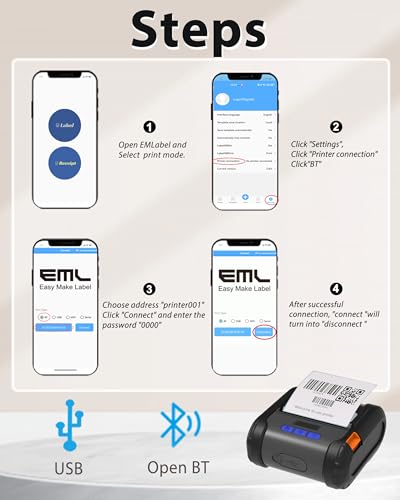Image of ZYWELL ZM04 1.0 Label Maker, Bluetooth Thermal Label & Receipt Printer Two-in-One 58mm /80mm,Portable for Android /Windows, NO iOS /MAC