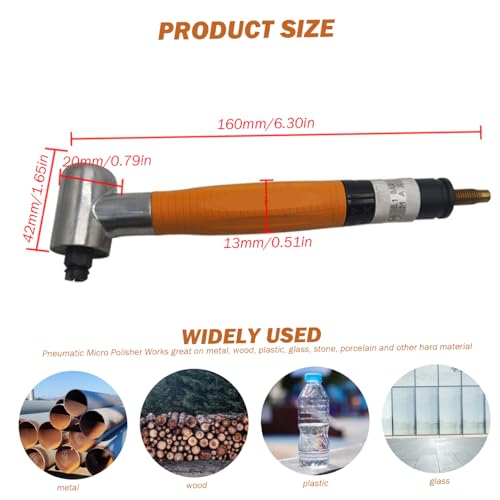 Mini amoladora neumática angular de 90 grados naranja con kit de accesorios para grabado 5