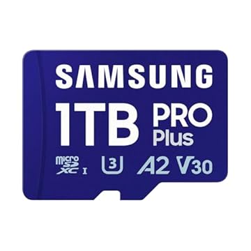 SAMSUNG Cartão de memória microSD PRO Plus + adaptador, 1TB MicroSDXC, até 180 MB/s, Full HD e 4K UHD, UHS-I, C10, U3, V30, A2 para telefones Android, tablets, GoPRO, DJI Drone, MB-MD1T0SA/AM, 2024
