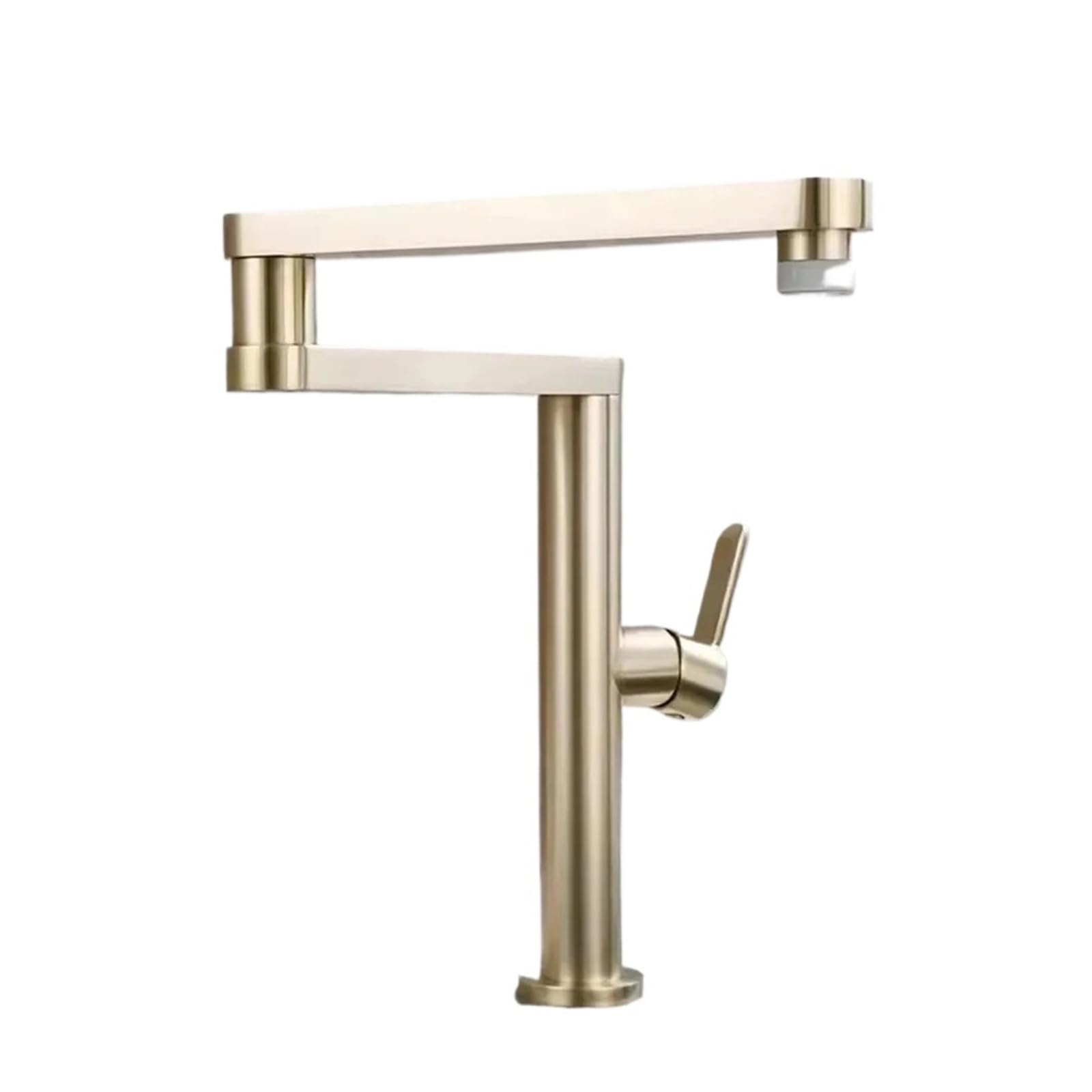 ZQFHSX Brushed Pot Filler Tap, Deck Mounted Foldable Kitchen Faucet, Cold Sink Tap Rotate Folding Spout Gold Brass for Most Scenarios(Brushed Gold)