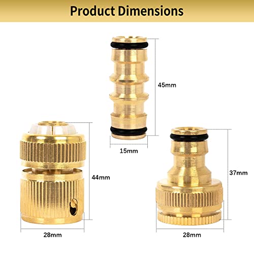 Kazaigou 6 Pack Brass Garden Hose Connector, Garden Hose Tap Connector Pipe Fittings Kit, 2 Double Male Connector - Image 2