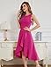 DRESSTELLS Women's Cocktail Formal Dresses for Wedding Guest Bridesmaid, Fit Flare Modest Homecoming Party Prom Evening High Low Dress Fuchsia M
