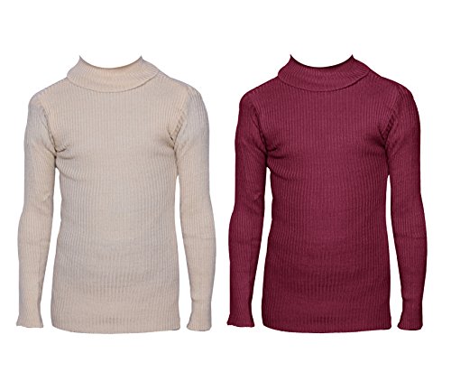 Image of IndiWeaves Boys' T-Shirt (Pack of 2) (10110-0004-IW-P2-FREE Beige & Maroon Free Size)