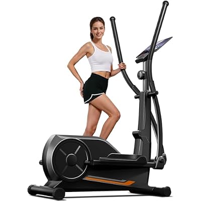 CURSOR Elliptical Exercise Machine, Elliptical Machine for Home with Hyper-Quiet Magnetic Driving System,8&16 Levels Resistance,Compact Elliptical with 12IN Stride,LCD Monitor,350LBS Weight Capacity