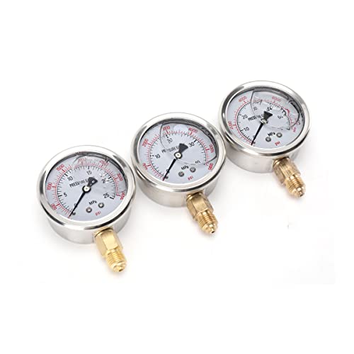 NICCOO Hydraulisches Manometer-Kit, 8700PSI Stark Hydraulikdrucktestkit Druckprüfgerät, 250Bar-600Bar Edelstahl Manometer Testmessgerät Set mit Testkupplungen Testschlauch für Bagger Baumaschine