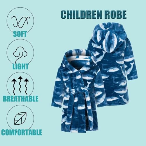 Image of DELEY Children's Bathrobe Boys Girls Hoodie Robes Toddler Soft Pajamas Sleepwear