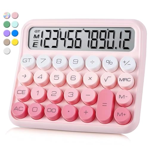 Image of Arsenio New Colorful Mechanical 12 Digit Large LCD Display Big Round Button Calculator Automatic Sleep Work with Battery for School Office Business Home (Multicolor) (Design-03)