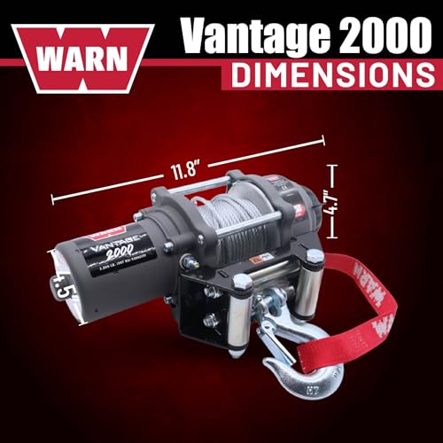Image of WARN Vantage 2000 12V DC Electric Winch for ATV UTV Side-by-Side - 2000 lb Pulling Capacity, 55 Ft Steel Wire Rope, Fully Sealed Motor, Planetary Gear System, Roller Fairlead (Model 108212)