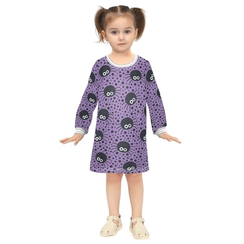 Spider Spot Girls Dresses Long Sleeve Sweatshirt Dress for Girls Winter Toddler Casual A Line Dresses Size 2-8T4
