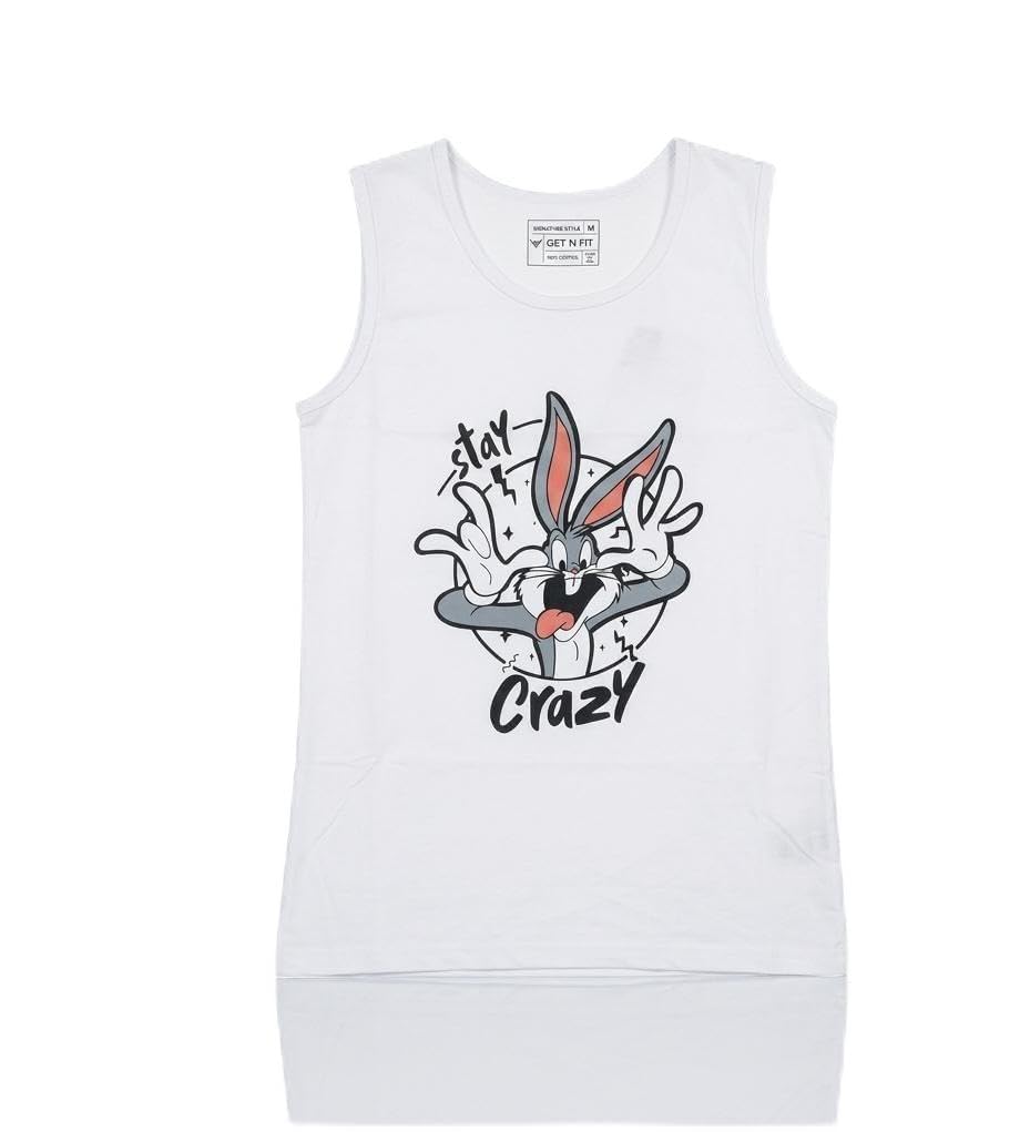 Men's White Graphic Tank Top, Sleeveless Vest for Casual Streetwear, Gym, Summer Wear-image-2