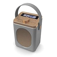 Majority Little Shelford - DAB/DAB+ Digital & FM Radio - Portable Wireless - Bluetooth - Stereo Sound - Dual Alarm Clock - Leather Effect Finish - Mains and Battery Powered (Grey)