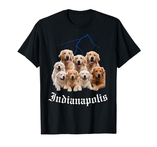 Funny Dog Golden Retriever Bootleg Indianapolis Indiana T-Shirt for Men