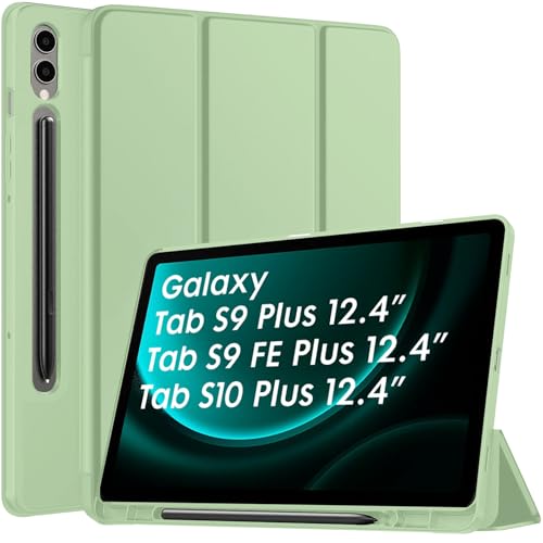 Image of Robustrion Cover for Samsung Galaxy Tab S9 FE+ / Tab S10 Plus /Tab S9 Plus 12.4 inch Cover Case with [S Pen Holder] for Samsung Tab S9 FE Plus / S9+ / S10+ Tablet Cover [Auto Sleep /Wake] - Mint Green