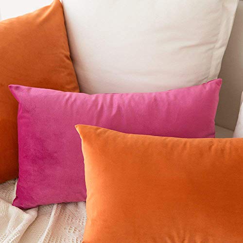 Image of Khooti Velvet 200 TC Cushion Cover Pack Of 1-16 inchX20 inch /41X51 Cm-Orange-Soft Pillow Covers Cushion Case For Sofa Bedroom Living room Chair Car