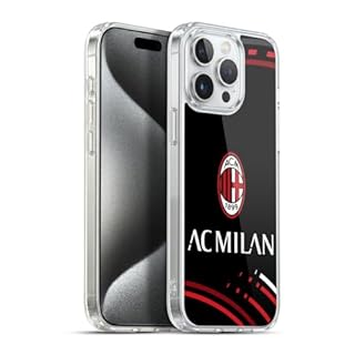Head Case Designs Licenza Ufficiale AC Milan Curvato Modelli Cresta Custodia in Gel [Protezione di Grado Militare] Compatibile con Apple iPhone 15 PRO Max E Compatibile con MagSafe