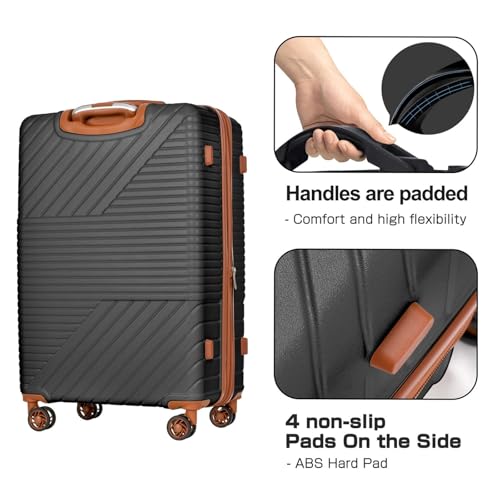 Durable Hardshell Luggage Set - 3 Piece Lightweight Suitcase with 8 Wheels & Combination Lock - 20'', 24'', 28'' Sizes4