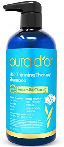 PURA D'OR Hair Thinning Therapy Biotin Shampoo ORIGINAL Scent CLINICALLY TESTED Proven Results, Low Lather Herbal DHT Blocker Hair Thickening Products For Women & Men, Color Safe Routine Shampoo, 16oz