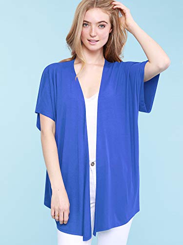 Mbj Wsk1310 Women's Kimono Style Short Sleeve Dolman Cardigan S Royal_Brite #TOP2