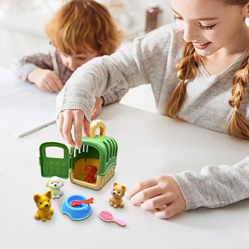 Hundepflege Playset - 8pcs Haustierkäfig Pretend Spielzeug-Set, Haustier Care Cage Playset | Pädagogische Tierpflege Spielzeuge, interaktives Lernen, Rollenspiele Hundepflege-Set, Spielen Tierarzt