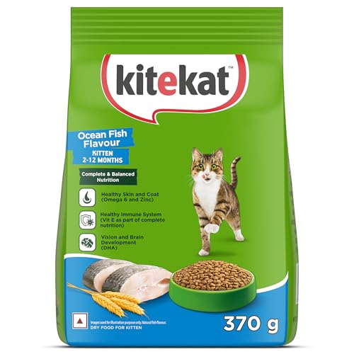 Image of Kitekat Kitten (2-12 Months) Dry Cat Food, Ocean Fish Flavour, 370g, Complete and Balanced Nutrition for Kittens