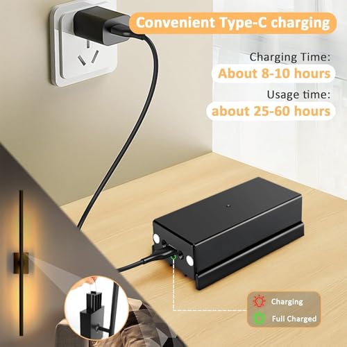Apliques pared USB recargable interior con luz regulable negra 2