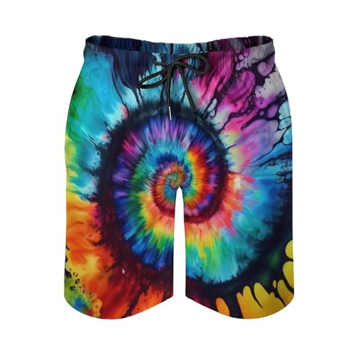 Mens Tie Dye Quick Dry Printed Short Swim Trunks with Mesh Lining Swimwear Bathing Suits3