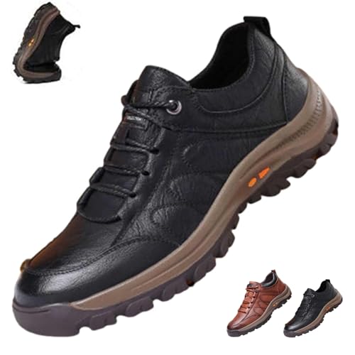 Men's Casual Leather Handmade Non-Slip Arch Support Loafers, Men Hiking Shoes Comfortable Walking Shoes Sneakers