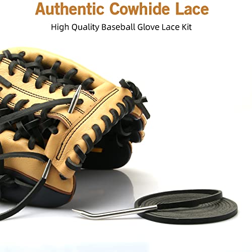 Aliball Baseball Glove Lace, 2 Pcs Authentic Cowhide Lace 79 Inch With 2 Glove Lacing Needle, Well Made And Easy To Use, Perfect Quick Repair Softball And Baseball Glove Repair Lacing Kit (Black) #TOP2