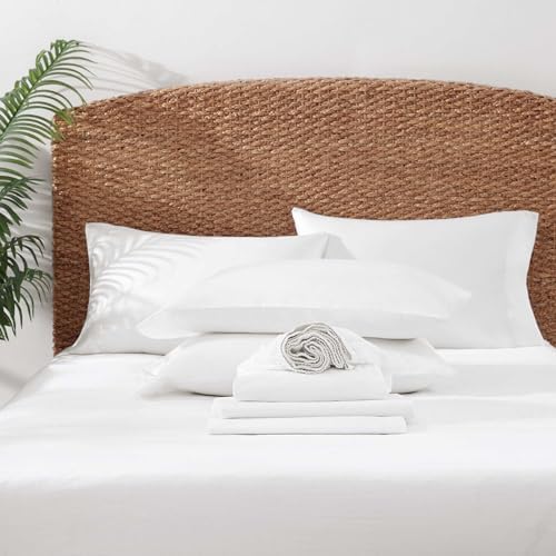 Tommy Bahama - Sheets, Cotton Percale Bedding with Matching Pillowcases, Crisp & Breathable, Deep Pocket, Fully Elasticized (Solid White, Queen) - Thumbnail 2