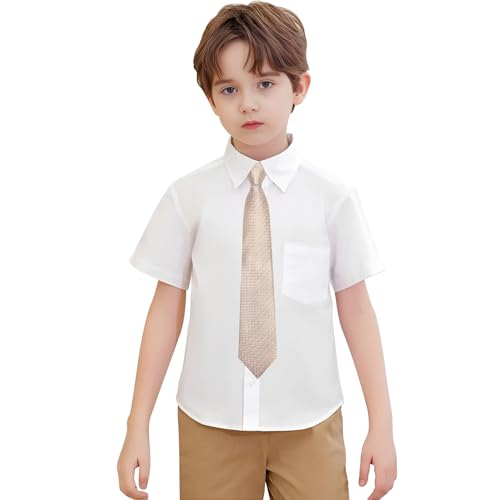 Image of Hi-Tie Boys Tie Pre-Tied Pocket Square Set Adjustable Kids Neckties Age 7-11 Years School UniForm Graduation