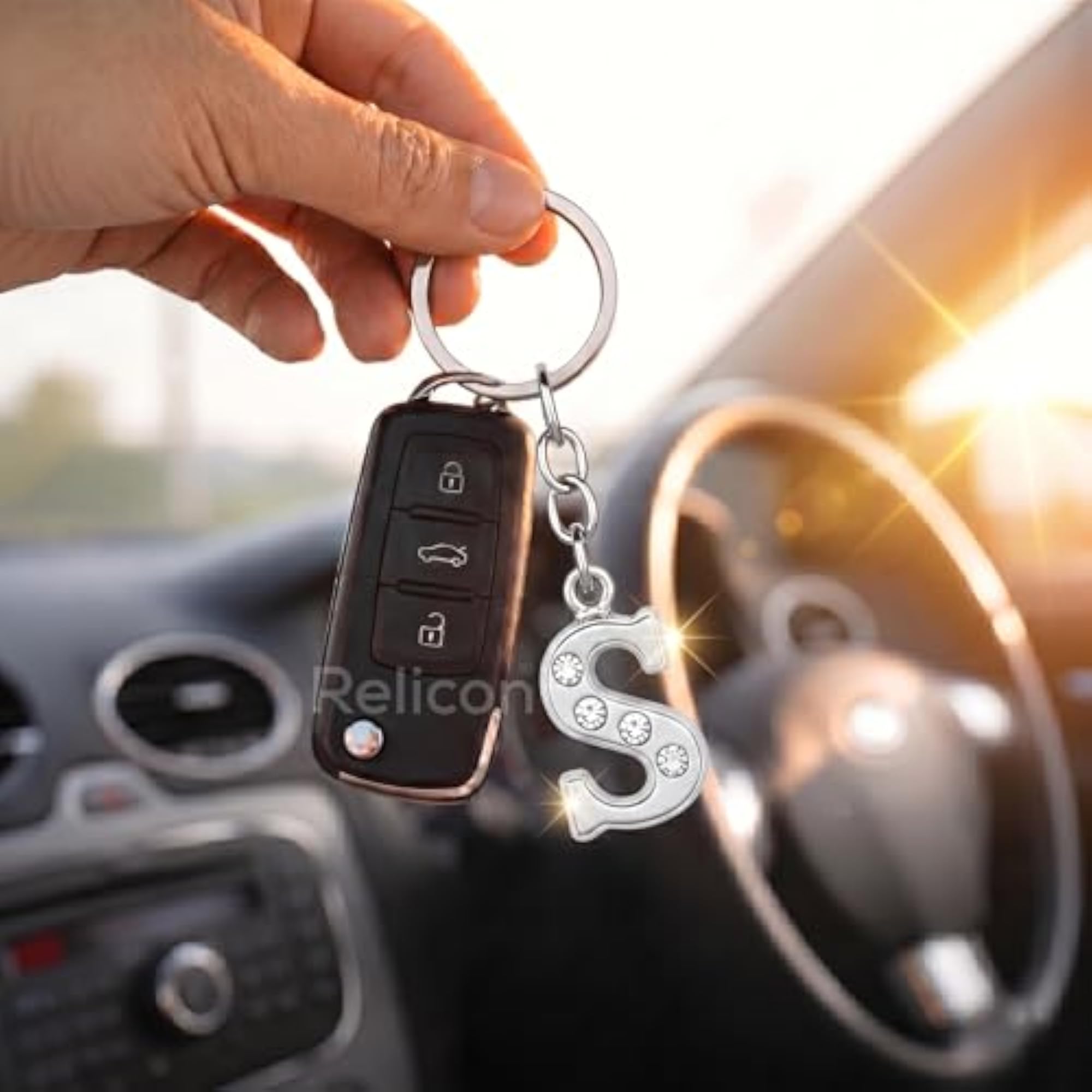 Alphabet Keychain - Letter S Metal Initial Key Chain