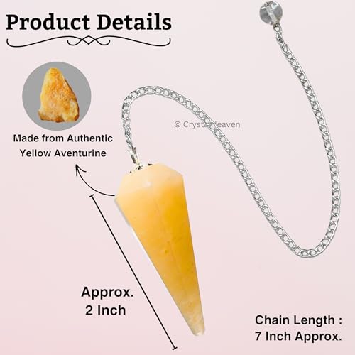 Image of Certified Yellow Aventurine Pendulum Dowsing Tool - Natural Crystal Pendulum for Spiritual Guidance - Premium Dowser Pendulum for Accurate Divination and Energy Healing - Perfect for Energy Healing and Chakra Balancing - Handcrafted with Precision and Elegance
