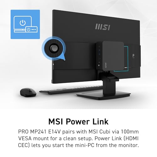 Image of msi PRO MP241 E14V 24-inch IPS 1920 x 1080 (FHD) Office Monitor, 144Hz, Free-Sync, HDMI, DisplayPort, VESA Mountable, Tilt, Speaker, 4-Side Slim Bezel 1ms, Black