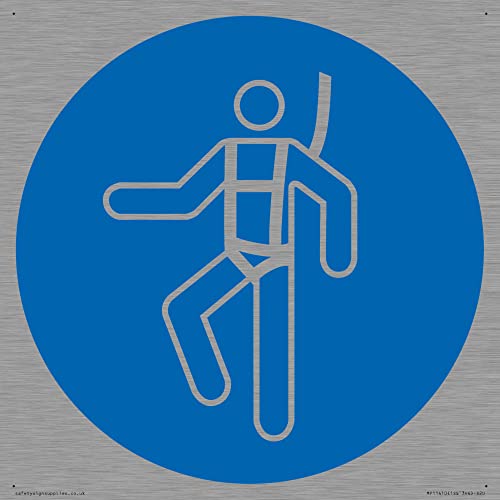Mandatory: Wear a safety harness Sign - 200x200mm - S20, Blue/White